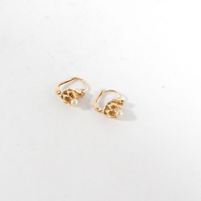 une paire de boucles d'oreilles en or sur fond blanc