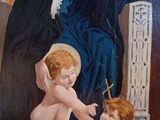 a painting of a woman with a nun and two babies