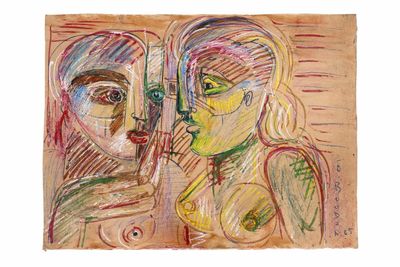 drawing of a woman looking at herself in the mirror