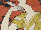painting of a woman in a yellow dress smoking a cigarette