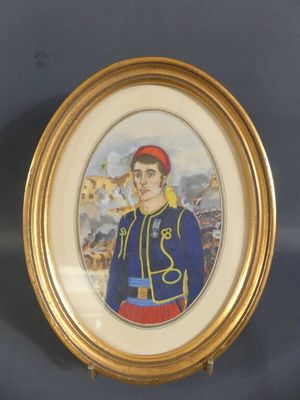 painting of a man in a military uniform in a gold frame