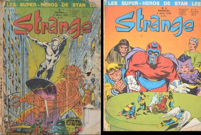 deux couvertures de bandes dessinées représentant des personnages étranges et insolites posées sur une table