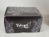a black box with a white design on the inside of it