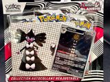 un gros plan sur une boîte de cartes à collectionner Pokémon posée sur une table
