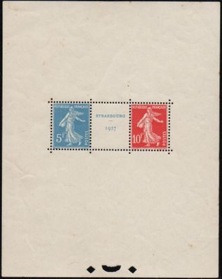 an old stamp with a picture of a man and a woman on it