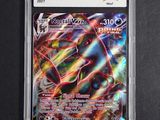 a close up of a card in a plastic case on a table