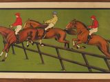 une photo d'un tableau représentant des jockeys à cheval