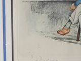 a drawing of a man sitting at a table