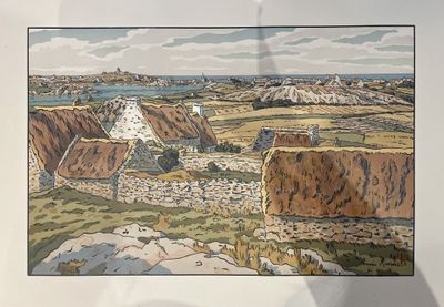 a picture of a picture of a painting of a landscape