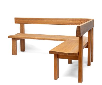 a wooden bench and a table on a white background