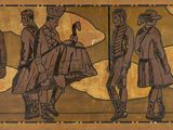 tableau représentant un groupe d'hommes en tenue militaire