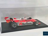 a model of a racing car in a display case