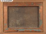 an old picture of a window with a sticker on it
