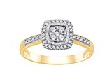 Bague de fiançailles en or jaune 14 carats, sertie d'un diamant de 1/4 carat (poids total des diamants) avec monture « halo »
