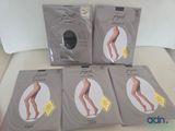 four pairs of women ' s pantyhost in various sizes and colors