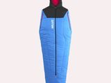 an image of a blue and black sleeping bag with a hood