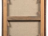 an old painting of a wooden frame with a label on it