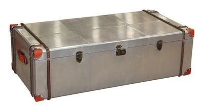 an image of a metal trunk with two handles on a white background
