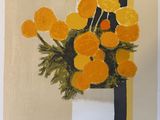 a picture of a painting of a vase of flowers