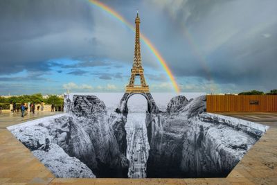 JR (1983-) "Les falaises du Trocadero" impression sur dibong…