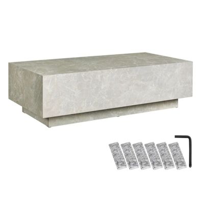 Table basse LASLEY avec pied - Aspect travertin, 120 x 60 x … - Photo 1