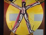 un tableau représentant un homme avec une croix dessus