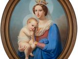 une image d'un tableau représentant une femme tenant un bébé dans ses bras