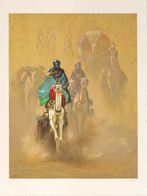 Hocine ZIANI (né en 1953) La caravane Lithographie en couleu…