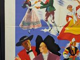 a poster of a group of people dancing around a radio
