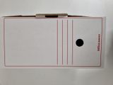 a white box with a black dot on it