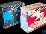 two boxes that are sitting side by side on a black background