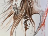 an image of a drawing of a man with long hair and a knife
