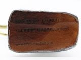 a brown leather belt with a metal buckle on it