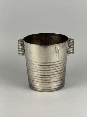 silver plated ice bucket with two handles