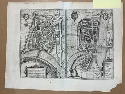 un vieux dessin représentant le plan d'une ville sur un bout de papier