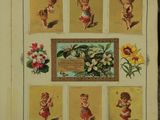 an old book with pictures of children and flowers on it