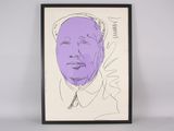 un dessin représentant un homme au visage violet, dans un cadre noir