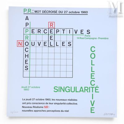 affiche représentant des mots croisés avec les mots « perceptions nouvelles » et « singularités »