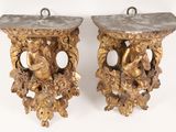 pair of antique brass wall sconces with birds and flowers on them