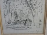 drawing of a drawing of people walking in a park with trees
