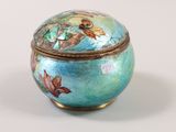an image of a decorative box with flowers painted on it