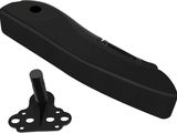 a close up of a black plastic object with a metal holder