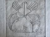 l'image d'un dessin d'oiseau sur une feuille de papier