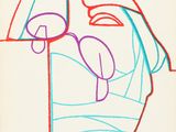 an image of a drawing of a woman ' s face with glasses on it