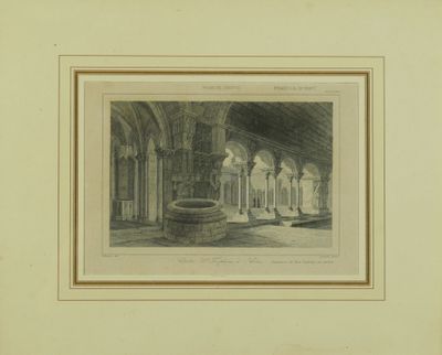 "Cloître St Trophime à Arles". Estampe. Encadrée.