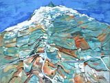 peinture représentant une peinture d'une montagne sur fond de ciel