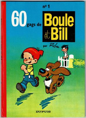 an old children ' s book with an image of a boy running with a dog