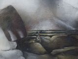 a picture of a painting of a person sleeping on a bed