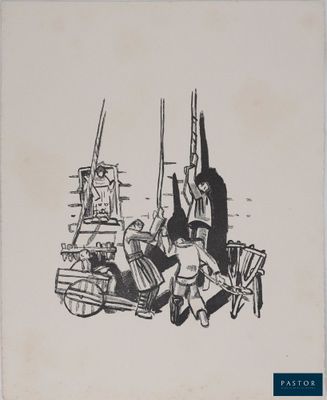 une image représentant le dessin d'un homme assis sur une chaise devant la tour Eiffel