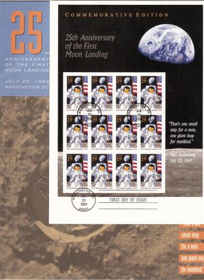 une image d'un timbre sur lequel figurent des astronautes